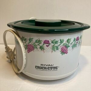 Vintage Rival Crock-ETTE 3205 Slow Cooker 1 Quart Crock Pot Stoneware Simmering